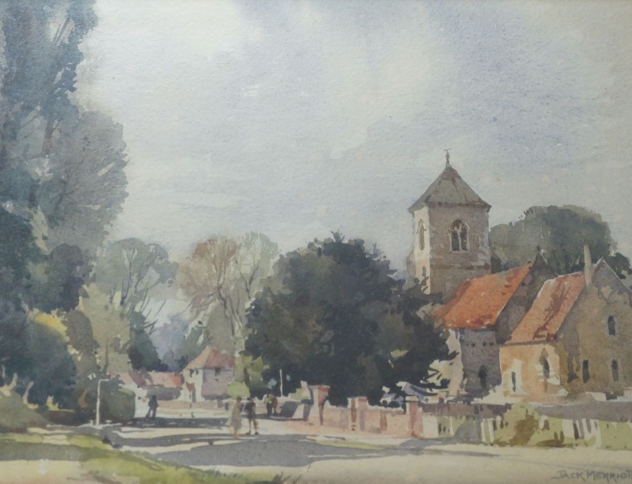 Jack Merriott (1901-1968), watercolour, 'A Sussex Church', signed, 27 x 35cm